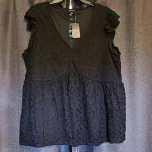 NWT Torrid Black Lace Top